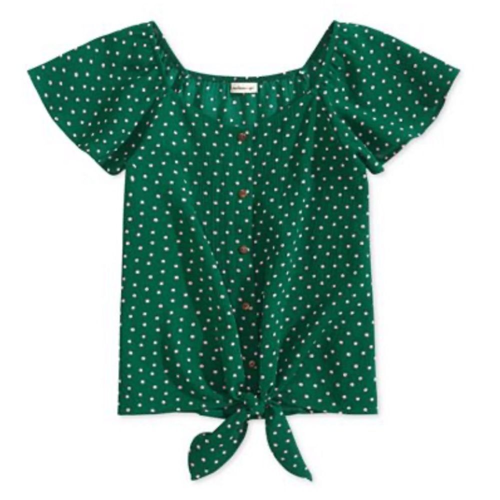Tie front dot printed top